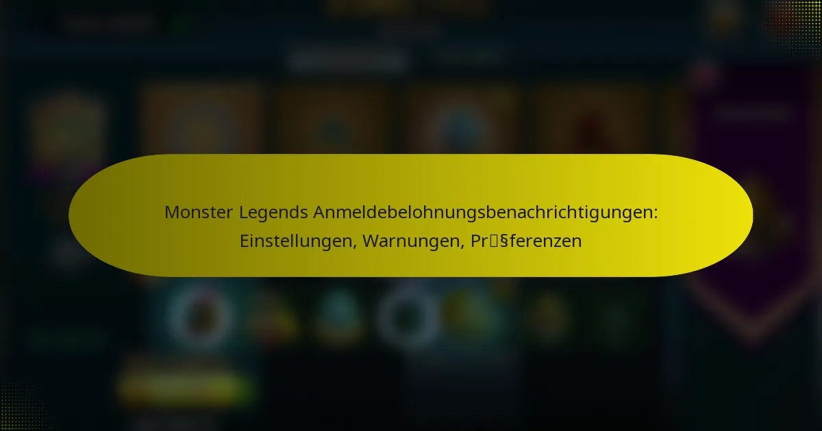 Monster Legends Anmeldebelohnungsbenachrichtigungen: Einstellungen, Warnungen, Präferenzen