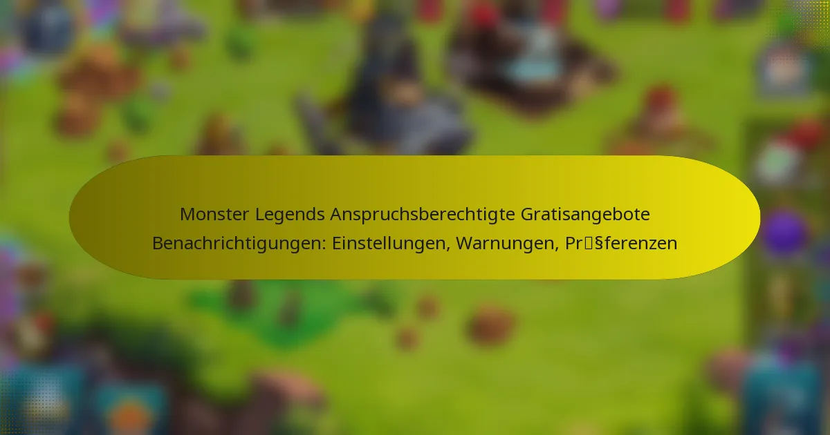 Monster Legends Anspruchsberechtigte Gratisangebote Benachrichtigungen: Einstellungen, Warnungen, Präferenzen