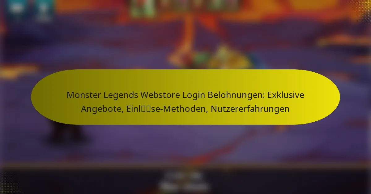 Monster Legends Webstore Login Belohnungen: Exklusive Angebote, Einlöse-Methoden, Nutzererfahrungen